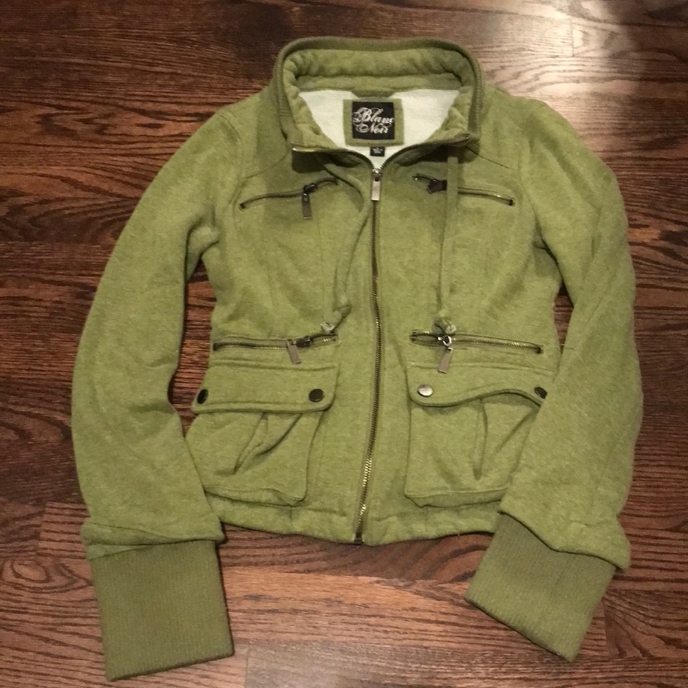 Army green Blanc Noir sweatshirt jacket size small